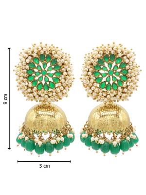 Green kundan Yellow Gold Alloy   pair of Earring 3