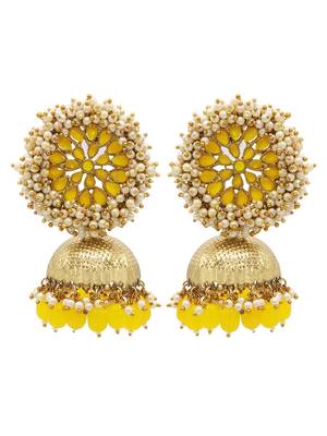 Yellow kundan Yellow Gold Alloy   pair of Earring 1