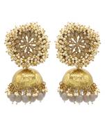 Grey kundan Yellow Gold Alloy   pair of Earring