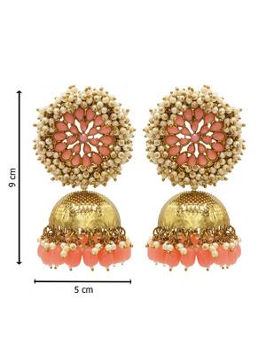 Orange kundan Yellow Gold Alloy   pair of Earring 3