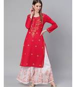 Lucknowi Chikankari Straight kurta with Georgette Sharara