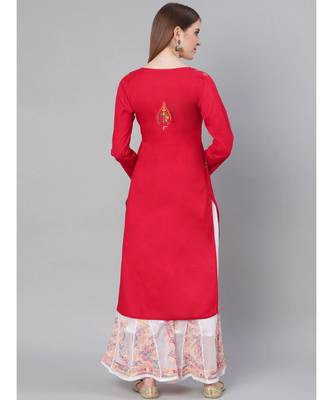 Lucknowi Chikankari Straight kurta with Georgette Sharara 2