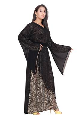 Black Loose Sleeve Islamic EID Party Wear Abaya  2