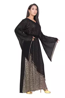 Black Loose Sleeve Islamic EID Party Wear Abaya 