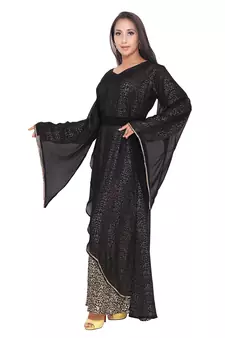 Black Loose Sleeve Islamic EID Party Wear Abaya 
