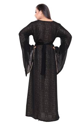 Black Loose Sleeve Islamic EID Party Wear Abaya  4