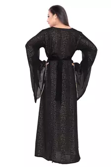 Black Loose Sleeve Islamic EID Party Wear Abaya 
