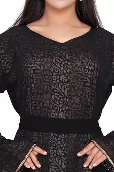 Black Loose Sleeve Islamic EID Party Wear Abaya 