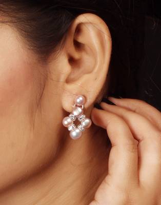 Natural Fresh Water Pink Peech Button Pearl Set From Hyderabad With Certificate of Authenticity 3