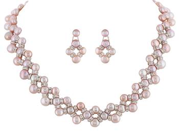 Natural Fresh Water Pink Peech Button Pearl Set From Hyderabad With Certificate of Authenticity 4