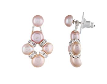 Natural Fresh Water Pink Peech Button Pearl Set From Hyderabad With Certificate of Authenticity 5