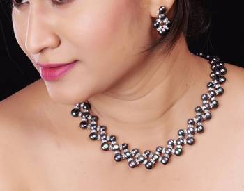 Natural Fresh Water Black Button Pearl Set From Hyderabad With Certificate of Authenticity 1