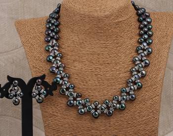 Natural Fresh Water Black Button Pearl Set From Hyderabad With Certificate of Authenticity 2