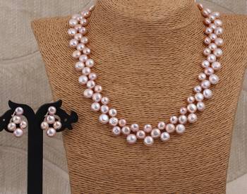 Natural Fresh Water Pink Peech Button Pearl Set From Hyderabad With Certificate of Authenticity 2
