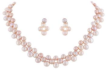 Natural Fresh Water Pink Peech Button Pearl Set From Hyderabad With Certificate of Authenticity 4