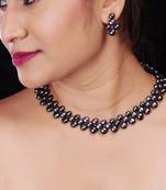 Natural Fresh Water Black Button Pearl Set From Hyderabad With Certificate of Authenticity
