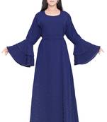 Sale Navy Blue Abaya Women Islamic Stylish Sleeve Gown Formal Party Jalabiaya Dubai Kaftan Dresses