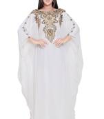 White Dubai Moroccan Kaftan Georgette African Attire Bridesmaid Abaya Long Maxi Dresses