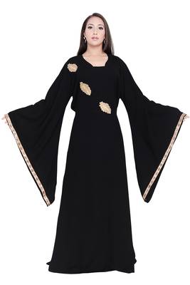 Sale Muslim Women Islamic Abaya Bell Sleeve Maxi Dress Formal Party Jilbab Dubai Gown Nida Fabric Dresses 1