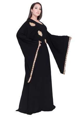 Sale Muslim Women Islamic Abaya Bell Sleeve Maxi Dress Formal Party Jilbab Dubai Gown Nida Fabric Dresses 2