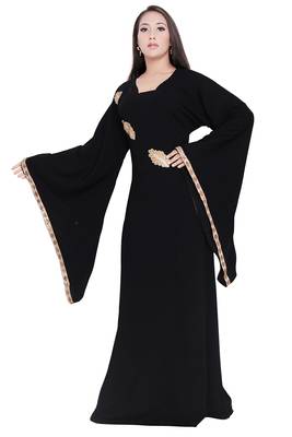 Sale Muslim Women Islamic Abaya Bell Sleeve Maxi Dress Formal Party Jilbab Dubai Gown Nida Fabric Dresses 3