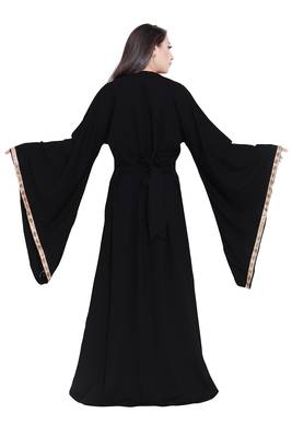 Sale Muslim Women Islamic Abaya Bell Sleeve Maxi Dress Formal Party Jilbab Dubai Gown Nida Fabric Dresses 5