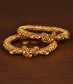 Gold Plated Kundan Embellished Gheru Copper made Bangle Set BD525
