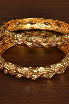 Gold Plated Stone Embellished Bangle Set for Women BD531