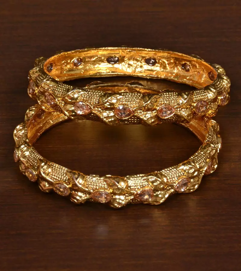 Gold Plated Stone Embellished Bangle Set for Women BD531