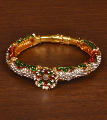 Gold plated copper made zircon and stone embellished Bracelet BD544 1
