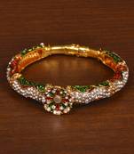 Gold plated copper made zircon and stone embellished Bracelet BD544