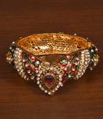 Gold plated copper made zircon and stone embellished Bracelet BD545