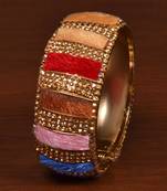 Gold plated feather and zircon embellished bracelet BD554