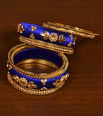 Silk Thread and Zircon Stone Embellished Designer Bangle Set BD532 1