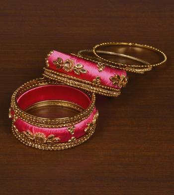 Silk Thread and Zircon Stone Embellished Designer Bangle Set BD533 1