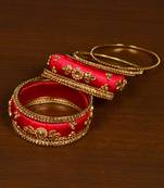 Silk Thread and Zircon Stone Embellished Designer Bangle Set BD535