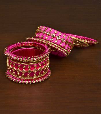 Silk thread with Zircon Stone worked Bangle Set for Women BD536 1