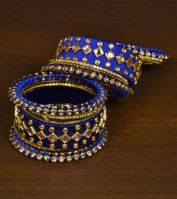 Silk thread with Zircon Stone worked Bangle Set for Women BD538 1