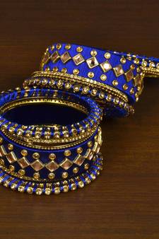 Silk thread with Zircon Stone worked Bangle Set for Women BD538