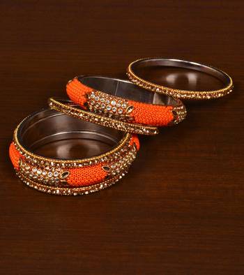 Seed Beads and Zircon Stone Embellished Bangle Set BD540 1