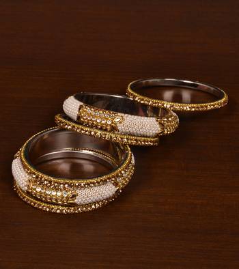 Seed Beads and Zircon Stone Embellished Bangle Set BD541 1