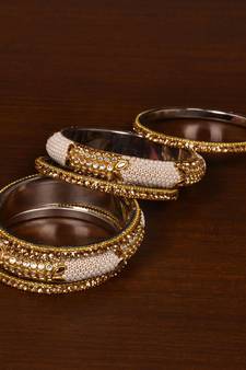 Seed Beads and Zircon Stone Embellished Bangle Set BD541