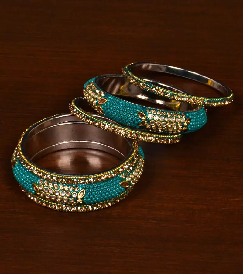 Seed Beads and Zircon Stone Embellished Bangle Set BD543
