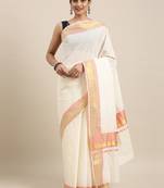 white pure cotton woven saree with blouse