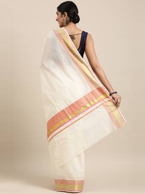 white pure cotton woven saree with blouse 3