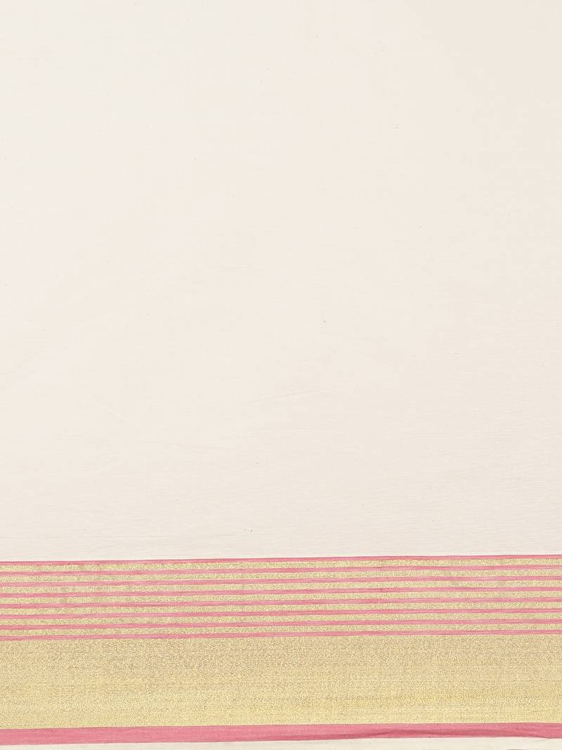 white pure cotton woven saree with blouse