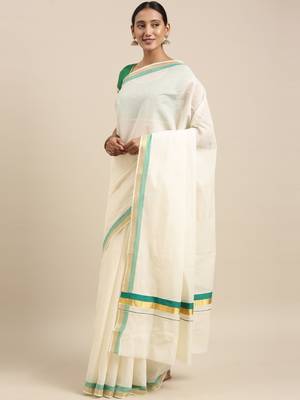 white pure cotton woven saree with blouse 2