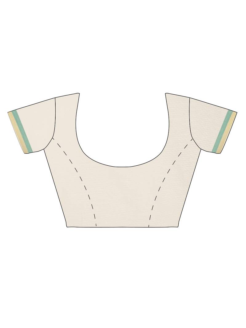 white pure cotton woven saree with blouse