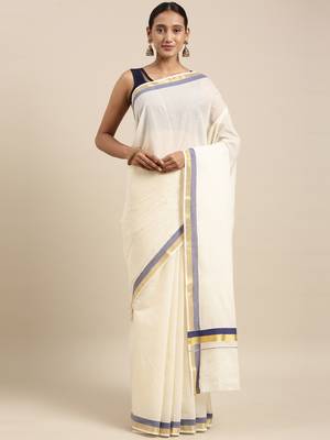 white pure cotton woven saree with blouse 1