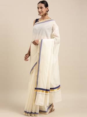 white pure cotton woven saree with blouse 2